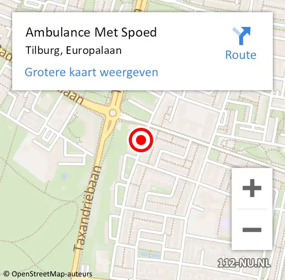 Locatie op kaart van de 112 melding: Ambulance Met Spoed Naar Tilburg, Europalaan op 18 september 2019 05:00