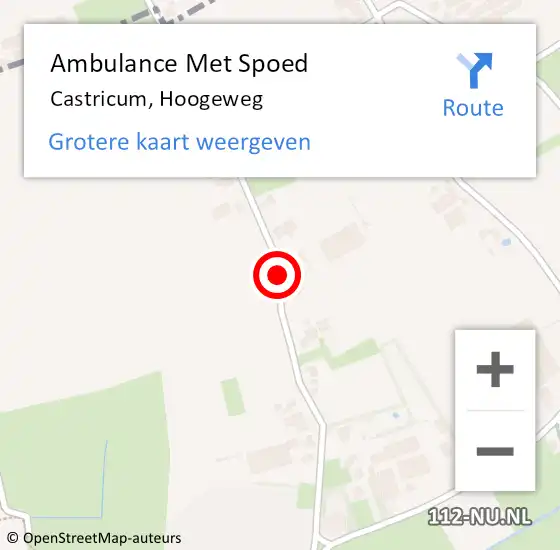 Locatie op kaart van de 112 melding: Ambulance Met Spoed Naar Castricum, Hoogeweg op 18 september 2019 06:51