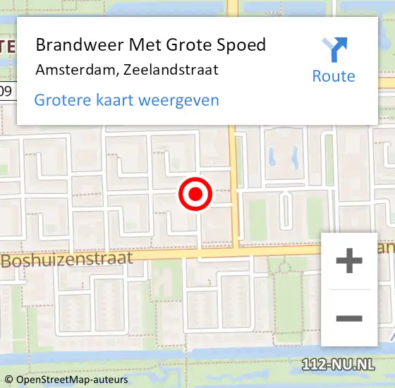 Locatie op kaart van de 112 melding: Brandweer Met Grote Spoed Naar Amsterdam, Zeelandstraat op 18 september 2019 08:03