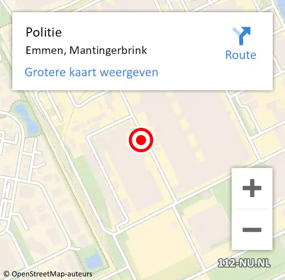 Locatie op kaart van de 112 melding: Politie Emmen, Mantingerbrink op 18 september 2019 08:18