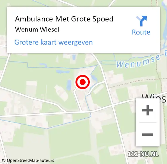 Locatie op kaart van de 112 melding: Ambulance Met Grote Spoed Naar Wenum Wiesel op 18 september 2019 08:29