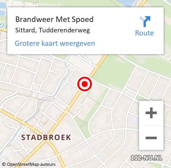 Locatie op kaart van de 112 melding: Brandweer Met Spoed Naar Sittard, Tudderenderweg op 18 september 2019 10:54
