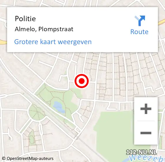 Locatie op kaart van de 112 melding: Politie Almelo, Plompstraat op 18 september 2019 11:51