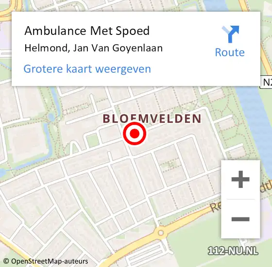 Locatie op kaart van de 112 melding: Ambulance Met Spoed Naar Helmond, Jan Van Goyenlaan op 18 september 2019 12:23