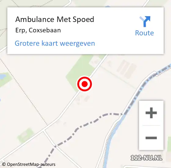 Locatie op kaart van de 112 melding: Ambulance Met Spoed Naar Erp, Coxsebaan op 18 september 2019 12:27