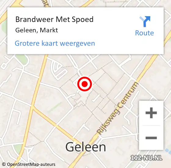 Locatie op kaart van de 112 melding: Brandweer Met Spoed Naar Geleen, Markt op 18 september 2019 15:05