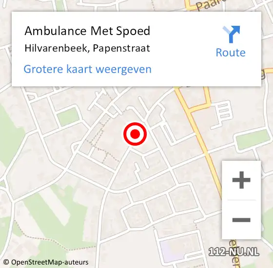 Locatie op kaart van de 112 melding: Ambulance Met Spoed Naar Hilvarenbeek, Papenstraat op 18 september 2019 17:07