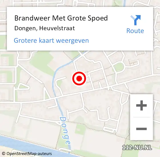 Locatie op kaart van de 112 melding: Brandweer Met Grote Spoed Naar Dongen, Heuvelstraat op 18 september 2019 17:34