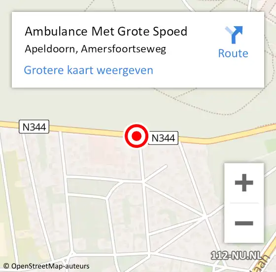 Locatie op kaart van de 112 melding: Ambulance Met Grote Spoed Naar Apeldoorn, Amersfoortseweg op 18 september 2019 17:49