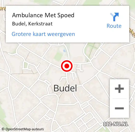 Locatie op kaart van de 112 melding: Ambulance Met Spoed Naar Budel, Kerkstraat op 18 september 2019 18:09