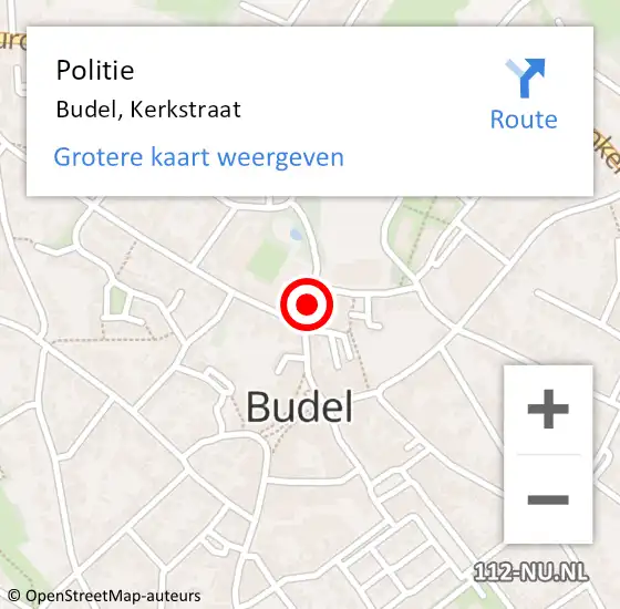 Locatie op kaart van de 112 melding: Politie Budel, Kerkstraat op 18 september 2019 18:17