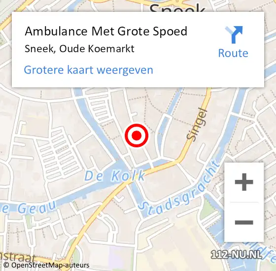 Locatie op kaart van de 112 melding: Ambulance Met Grote Spoed Naar Sneek, Oude Koemarkt op 18 september 2019 19:13