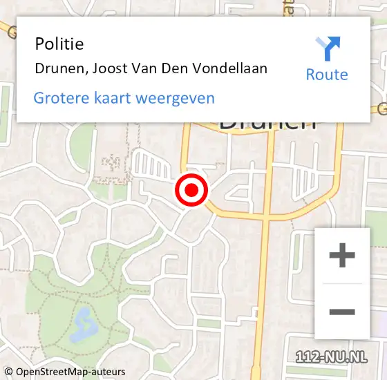 Locatie op kaart van de 112 melding: Politie Drunen, Joost Van Den Vondellaan op 18 september 2019 19:25