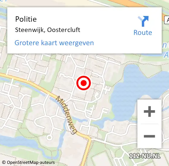 Locatie op kaart van de 112 melding: Politie Steenwijk, Oostercluft op 18 september 2019 20:14