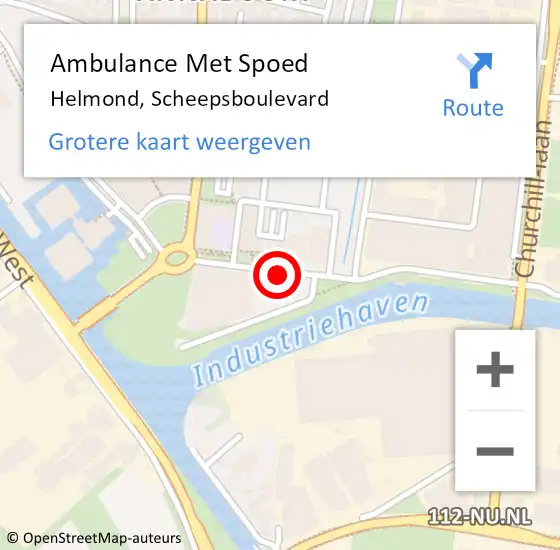 Locatie op kaart van de 112 melding: Ambulance Met Spoed Naar Helmond, Scheepsboulevard op 18 september 2019 22:21