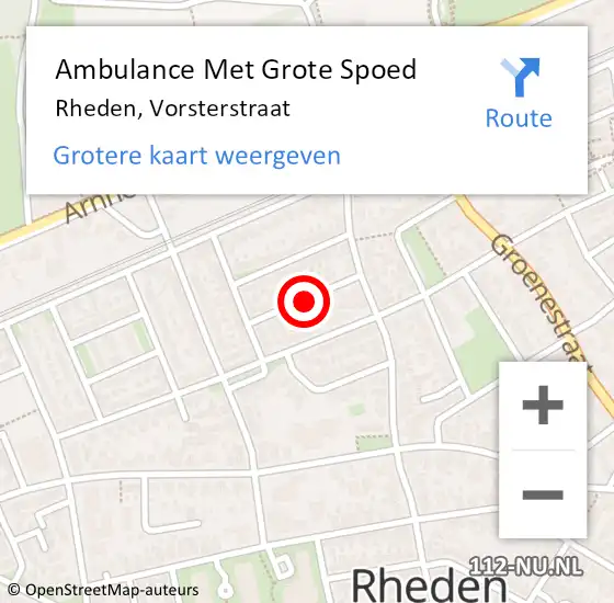 Locatie op kaart van de 112 melding: Ambulance Met Grote Spoed Naar Rheden, Vorsterstraat op 18 september 2019 22:54