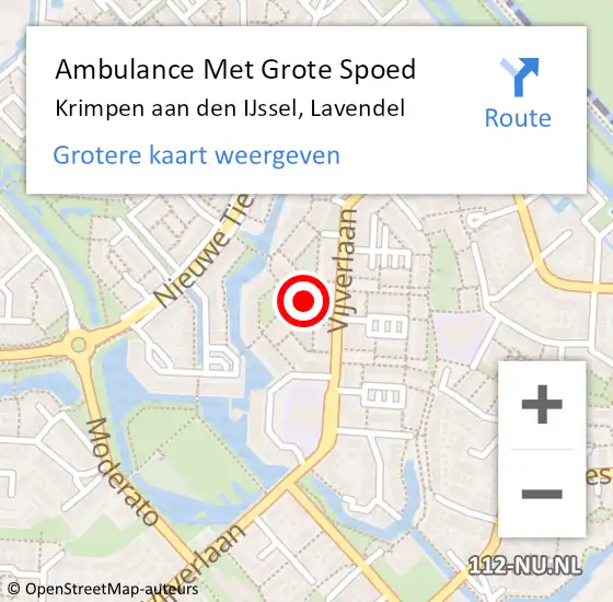Locatie op kaart van de 112 melding: Ambulance Met Grote Spoed Naar Krimpen aan den IJssel, Lavendel op 19 september 2019 00:11