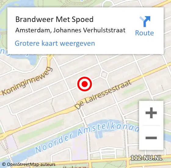 Locatie op kaart van de 112 melding: Brandweer Met Spoed Naar Amsterdam, Johannes Verhulststraat op 19 september 2019 03:35