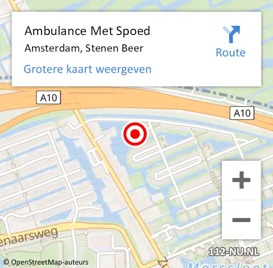 Locatie op kaart van de 112 melding: Ambulance Met Spoed Naar Amsterdam, Stenen Beer op 19 september 2019 04:36