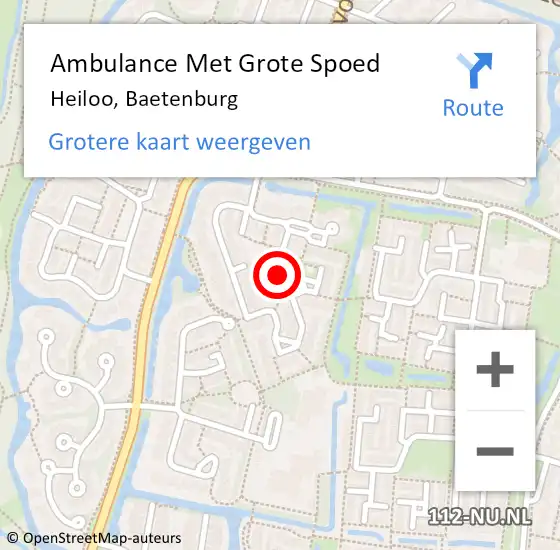 Locatie op kaart van de 112 melding: Ambulance Met Grote Spoed Naar Heiloo, Baetenburg op 19 september 2019 06:17
