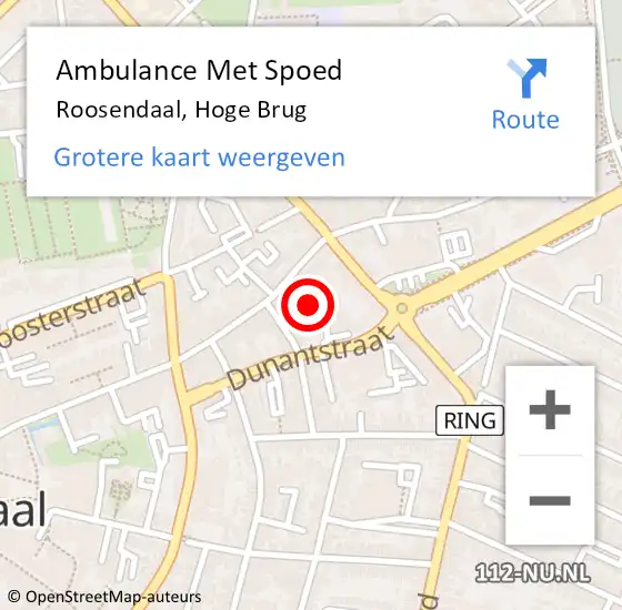 Locatie op kaart van de 112 melding: Ambulance Met Spoed Naar Roosendaal, Hoge Brug op 19 september 2019 08:41