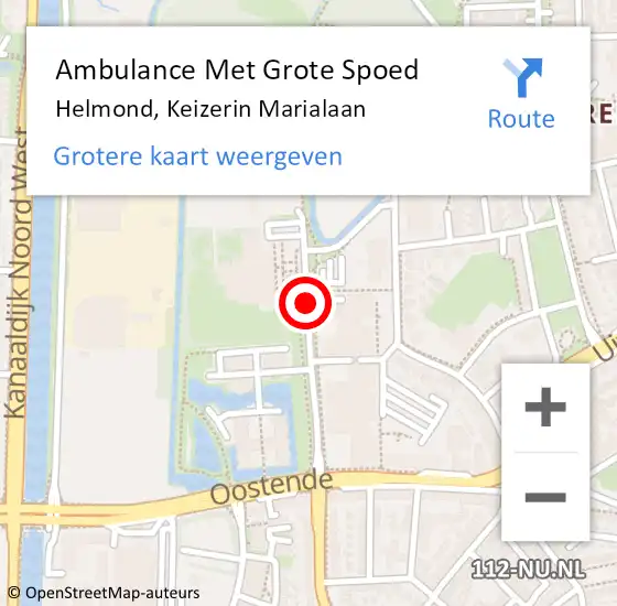 Locatie op kaart van de 112 melding: Ambulance Met Grote Spoed Naar Helmond, Keizerin Marialaan op 19 september 2019 10:37