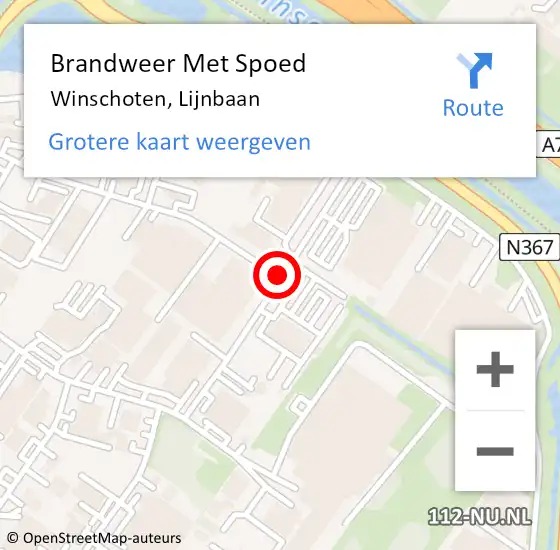 Locatie op kaart van de 112 melding: Brandweer Met Spoed Naar Winschoten, Lijnbaan op 19 september 2019 10:49