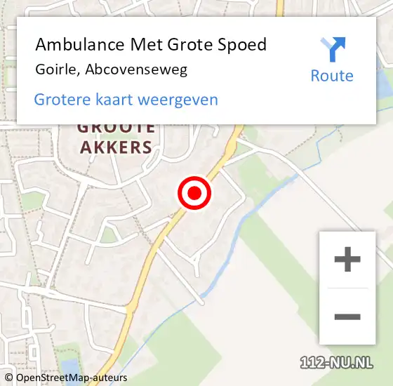 Locatie op kaart van de 112 melding: Ambulance Met Grote Spoed Naar Goirle, Abcovenseweg op 19 september 2019 11:24