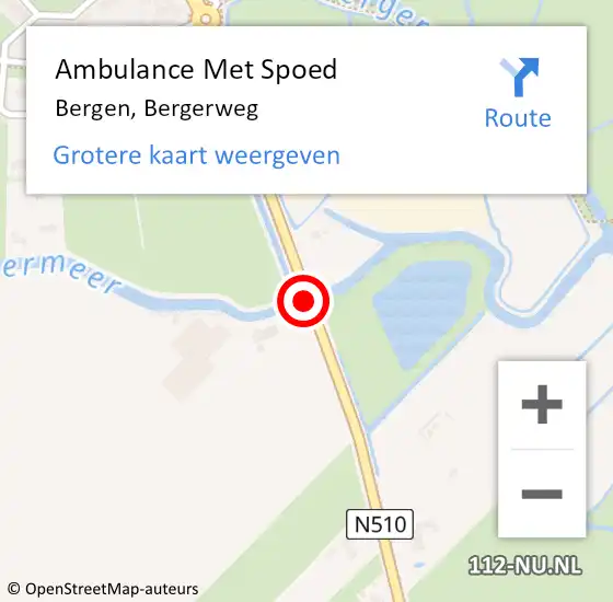 Locatie op kaart van de 112 melding: Ambulance Met Spoed Naar Bergen, Bergerweg op 19 september 2019 11:52
