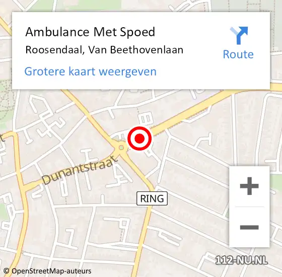 Locatie op kaart van de 112 melding: Ambulance Met Spoed Naar Roosendaal, Van Beethovenlaan op 19 september 2019 12:24