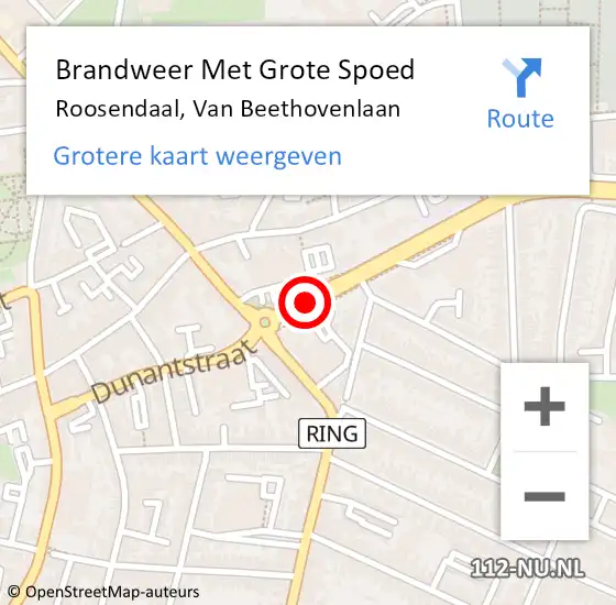 Locatie op kaart van de 112 melding: Brandweer Met Grote Spoed Naar Roosendaal, Van Beethovenlaan op 19 september 2019 12:24