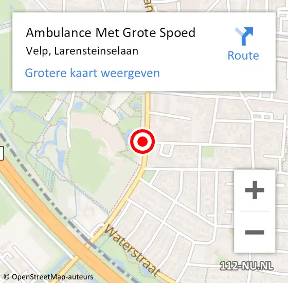 Locatie op kaart van de 112 melding: Ambulance Met Grote Spoed Naar Velp, Larensteinselaan op 19 september 2019 14:11