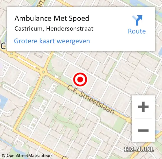 Locatie op kaart van de 112 melding: Ambulance Met Spoed Naar Castricum, Hendersonstraat op 19 september 2019 14:33