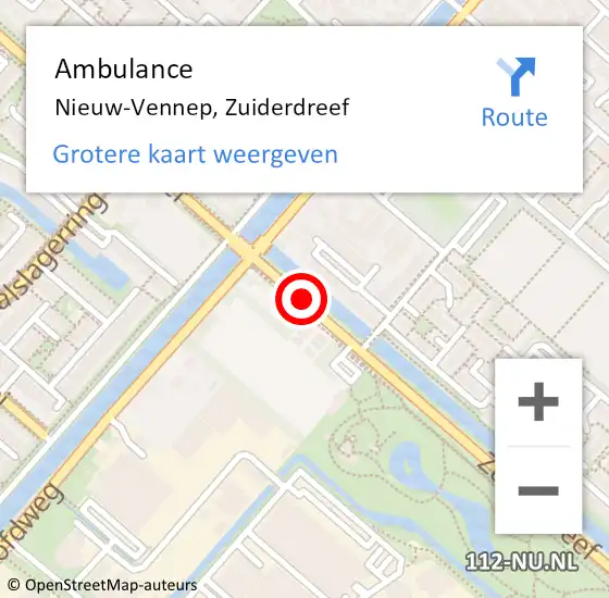 Locatie op kaart van de 112 melding: Ambulance Nieuw-Vennep, Zuiderdreef op 19 september 2019 14:34