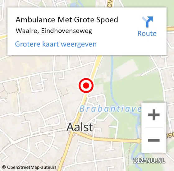Locatie op kaart van de 112 melding: Ambulance Met Grote Spoed Naar Waalre, Eindhovenseweg op 19 september 2019 14:58