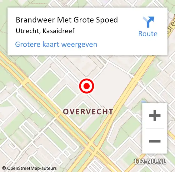 Locatie op kaart van de 112 melding: Brandweer Met Grote Spoed Naar Utrecht, Kasaidreef op 19 september 2019 15:09