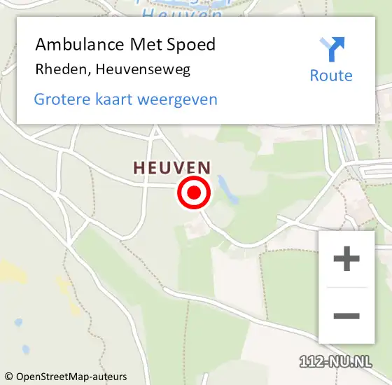 Locatie op kaart van de 112 melding: Ambulance Met Spoed Naar Rheden, Heuvenseweg op 19 september 2019 15:37