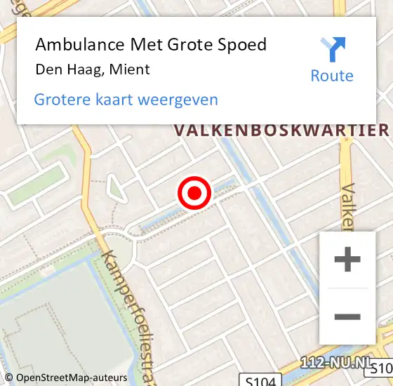 Locatie op kaart van de 112 melding: Ambulance Met Grote Spoed Naar Den Haag, Mient op 19 september 2019 16:25
