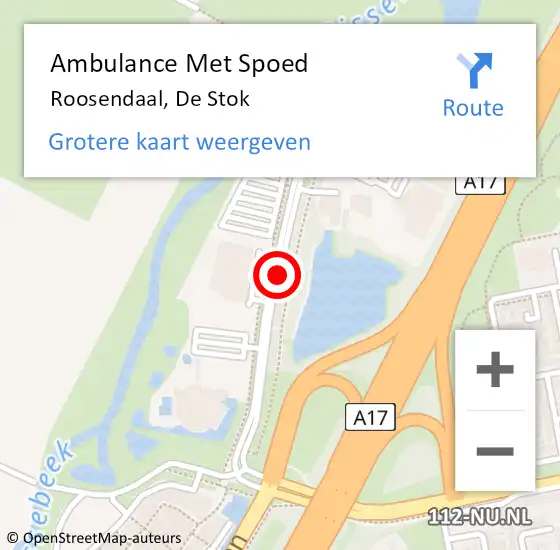 Locatie op kaart van de 112 melding: Ambulance Met Spoed Naar Roosendaal, De Stok op 19 september 2019 16:28