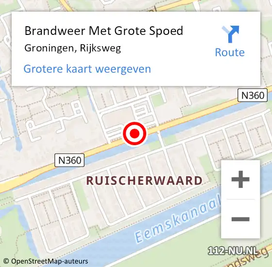 Locatie op kaart van de 112 melding: Brandweer Met Grote Spoed Naar Groningen, Rijksweg op 19 september 2019 16:37