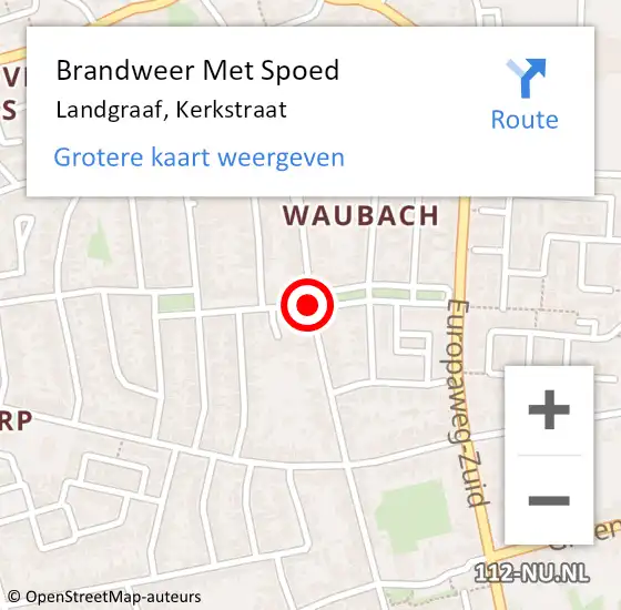 Locatie op kaart van de 112 melding: Brandweer Met Spoed Naar Landgraaf, Kerkstraat op 19 september 2019 17:04