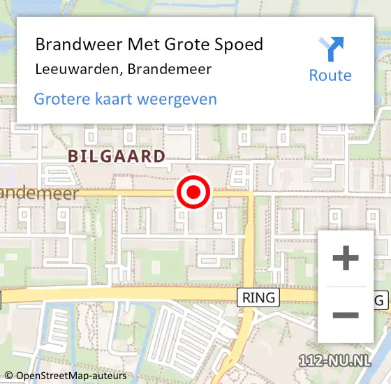 Locatie op kaart van de 112 melding: Brandweer Met Grote Spoed Naar Leeuwarden, Brandemeer op 19 september 2019 18:33