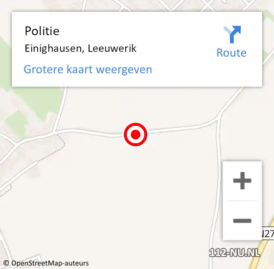 Locatie op kaart van de 112 melding: Politie Einighausen, Leeuwerik op 19 september 2019 18:56