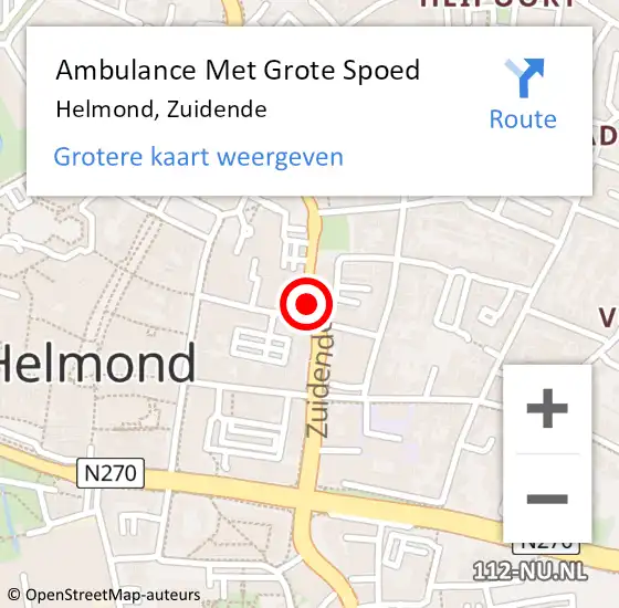Locatie op kaart van de 112 melding: Ambulance Met Grote Spoed Naar Helmond, Zuidende op 19 september 2019 19:00