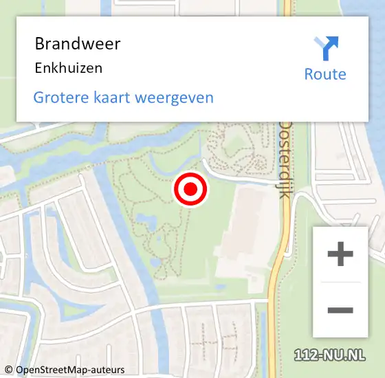 Locatie op kaart van de 112 melding: Brandweer Enkhuizen op 19 september 2019 19:59