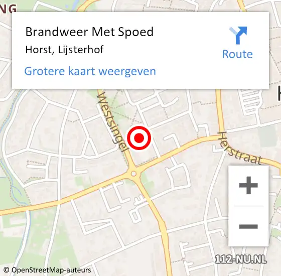 Locatie op kaart van de 112 melding: Brandweer Met Spoed Naar Horst, Lijsterhof op 19 september 2019 20:03