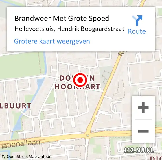 Locatie op kaart van de 112 melding: Brandweer Met Grote Spoed Naar Hellevoetsluis, Hendrik Boogaardstraat op 19 september 2019 20:08