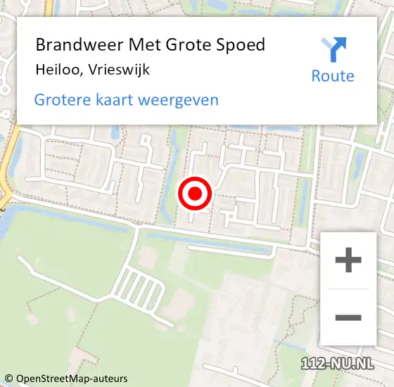 Locatie op kaart van de 112 melding: Brandweer Met Grote Spoed Naar Heiloo, Vrieswijk op 19 september 2019 21:32