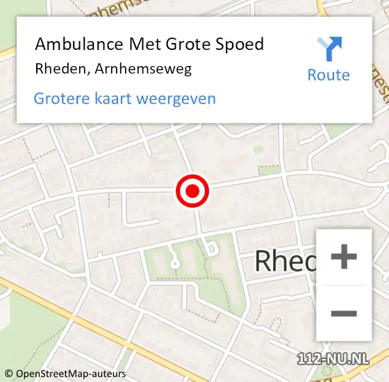 Locatie op kaart van de 112 melding: Ambulance Met Grote Spoed Naar Rheden, Arnhemseweg op 19 september 2019 21:43