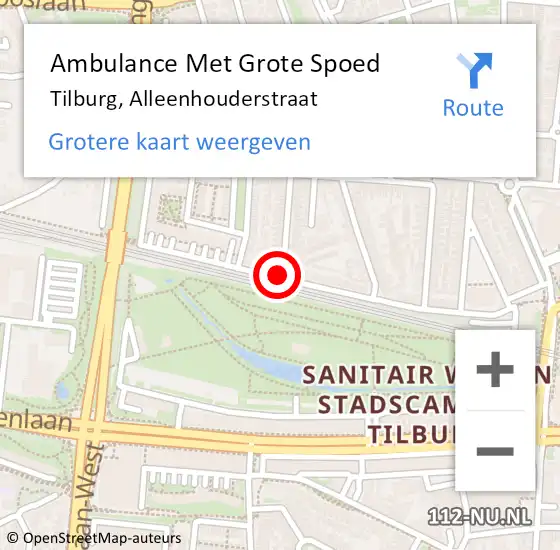 Locatie op kaart van de 112 melding: Ambulance Met Grote Spoed Naar Tilburg, Alleenhouderstraat op 19 september 2019 23:00